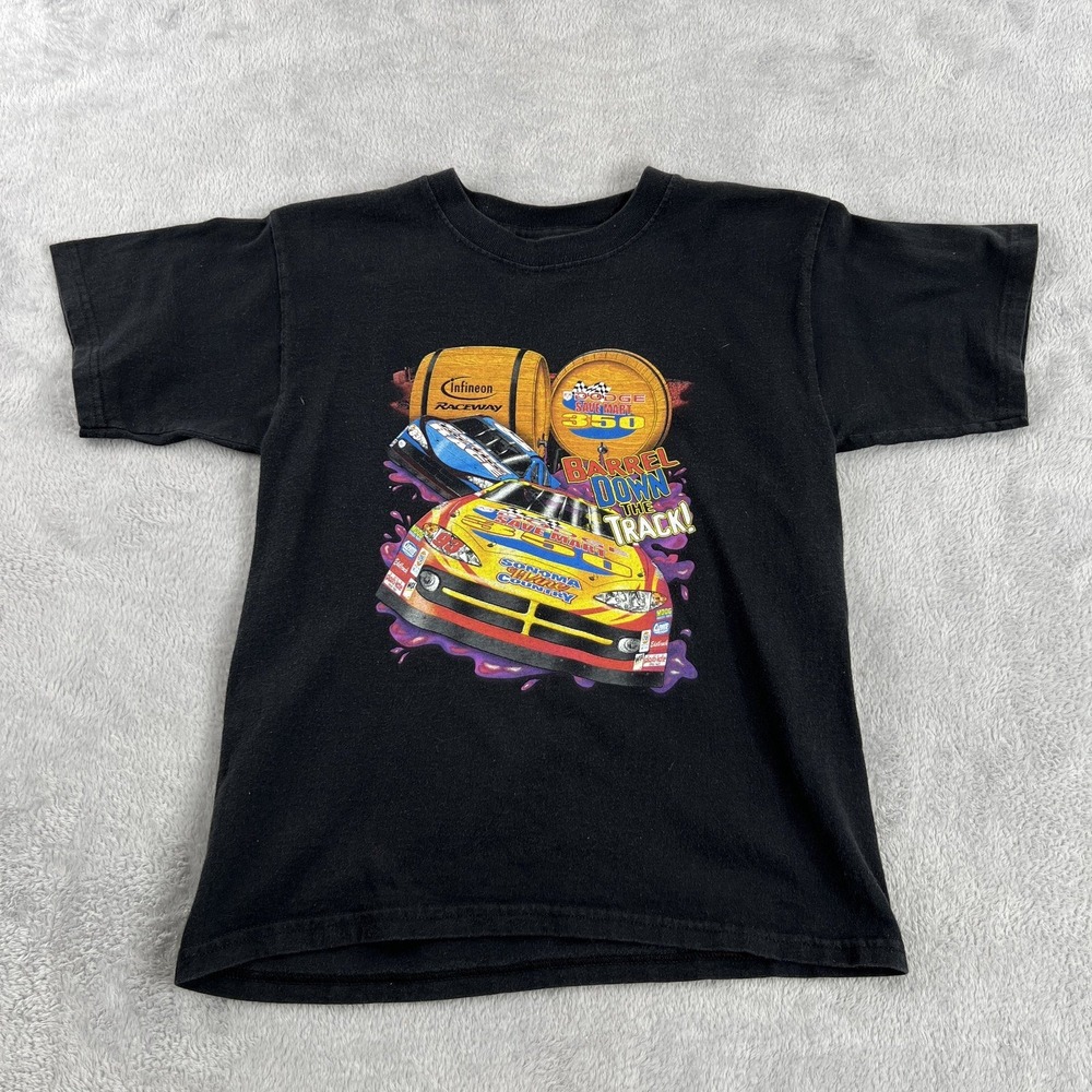 Vtg Y2k 2003 Dodge Save Mart 350 NASCAR T Shirt Youth L 14 16 Black Racing Kids